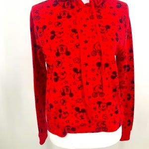 Disney Mickey print red hoodie size small